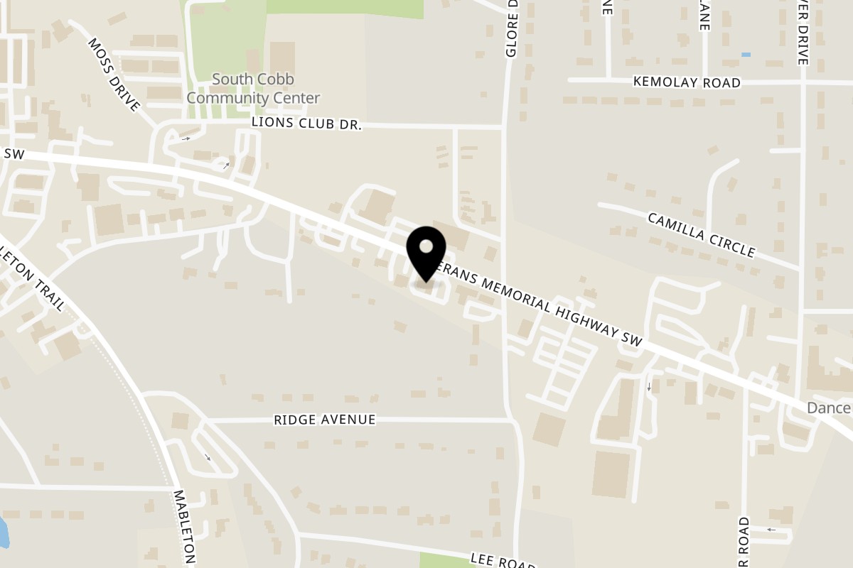 Map showing the location of Rancho El Molcajete on 493 Veterans Memorial Hwy SW in Mableton